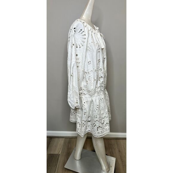 Cynthia Rowley Embroidered Drop-Waist Minidress in White Medium $645 - Picture 10 of 11